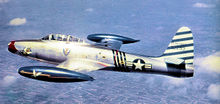 Republic F-84E-10-RE Thunderjet Serial 49-2299 of the 23d Fighter-Bomber Squadron, 1951, flown by the Wing Commander Col. Robert L. Scott. Note the 23d Fighter Group emblem on the nose, as Col. Scott was a "Flying Tiger" in China during World War II. F-84e-36fbw-1951.jpg