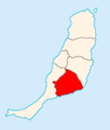 Map of Fuerteventura highlighting Tuineje