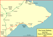 The Leven Railway and the East of Fife Railway in 1857 Fife coast rly 1857.png