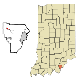 Floyd County Indiana Incorporated and Unincorporated areas Greenville Highlighted.svg
