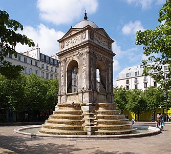 Place Joachim-du-Bellay med Fontaine des Innocents.