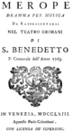 Gaetano Latilla - Merope - title page of the libretto, Venice 1763.png