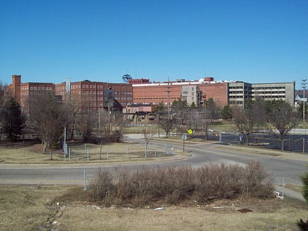 Goodyear factory buildings and old former headquarters complex
