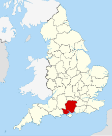 Hampshire shown within England Hampshire UK locator map 2010.svg