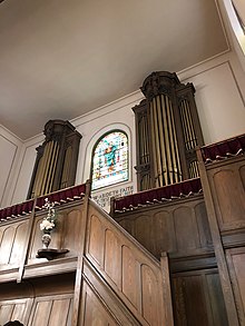 View of the historic Hope-Jones organ in the First Universalist Church of Rochester from the sanctuary floor. Hope-JonesOrganView3.jpg