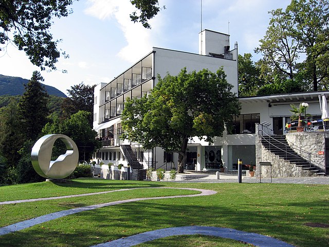 Hotel on Monte Verità, designed by architect Emil Fahrenkamp in 1927; built in Bauhaus style in 1928 Fahrenkamp furnished it with part of his East-Asi