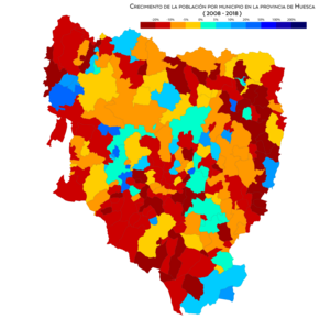 Crecimiento de la población por municipio entre 2008 y 2018