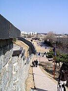 The interior seen from the wall to the west