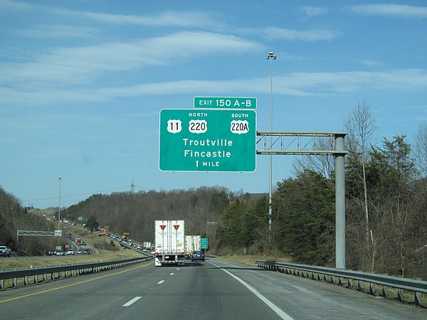 I-81 approaching exit 150
