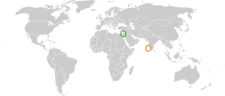 Peta memperlihatkan lokasiIsrael and Maldives