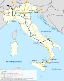 Italian high speed rail network-fr.svg