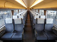 The interior of a 683 series train.