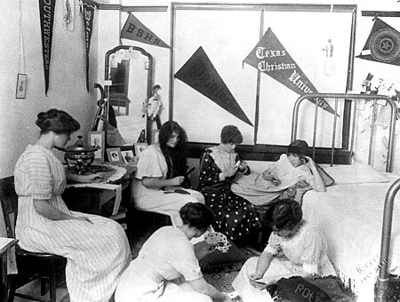 TCU students inside a dorm room at Jarvis Hall.