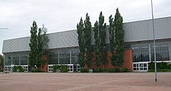 Outdoor view of the arena, taken in 2009 Joensuun jaahalli.jpg
