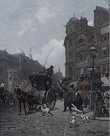 Attribué à Jules Héreau, Scène animée au centre de Londres (vers 1872-1874), localisation inconnue.