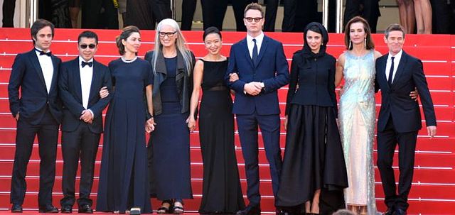 The main competition jury at the 2014 Cannes Film Festival (Left to right: Gael García Bernal, Jia Zhangke, Sofia Coppola, Jane Campion, Jeon Do-yeon,