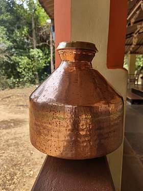 Kalsa(jar) made up of copper is used to store drinking water for numerous health benefits, India