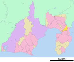 Kannamis läge i Shizuoka prefektur Städer:      Signifikanta städer      Övriga städer Landskommuner:      Köpingar      Byar