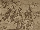 Cartoon of Kansas farmer fighting locusts
