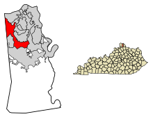 Kenton County Kentucky Incorporated a Unincorporated areas Erlanger Highlighted 2125300.svg