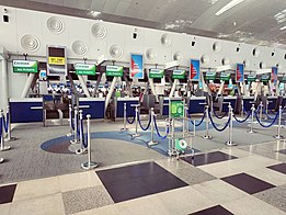 Citilink check-in counters at the airport Kualanamu Check-in area.jpg