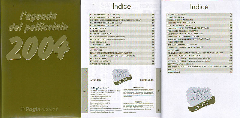 File:L'agenda del pellicciaio 2004“, Pagin-edizioni (front cover + contents).jpg