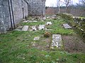 Lápidas xunto ao muro sur da igrexa parroquial de Santa María de Traseirexa (Vilardevós).