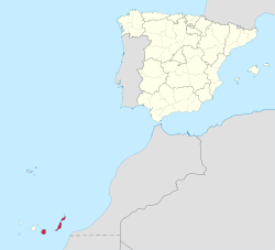 Bản đồ Tây Ban Nha với Las Palmas được tô màu