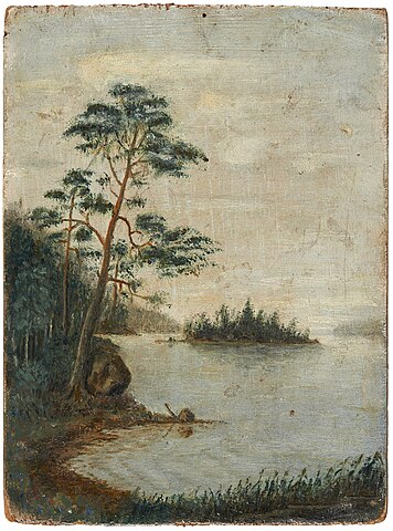 Картина И. Латту «Вид на озеро». Холст, масло. 1900-е годы