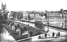 Oude foto van de brug van Verdun en de haven van Ligny.