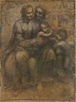 Anna själv tredje, skiss av Leonardo da Vinci (cirka 1499). National Gallery, London.