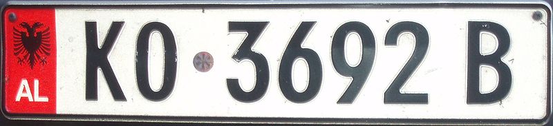 File:License plate from Albania.JPG