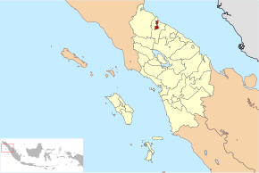 Location of Medan in Sumatera Utara province of Indonesia