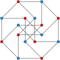 The Möbius–Kantor graph as a unit distance graph.