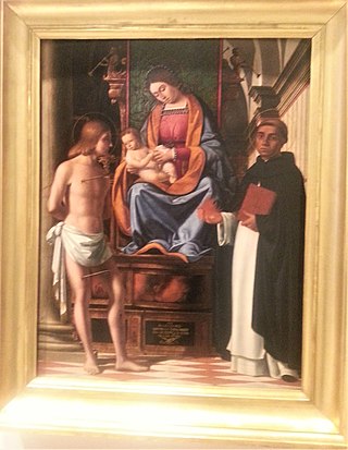 <i>Madonna and Child with Saint Sebastian and Saint Vincent Ferrer</i> 1506 painting by Andrea Previtali