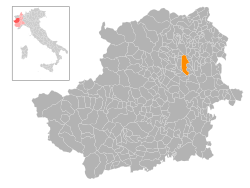 Locatie van Rivarolo Canavese in Turijn (TO)