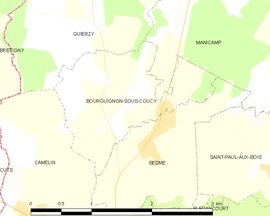 Mapa obce Bourguignon-sous-Coucy