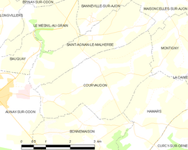 Mapa obce Courvaudon