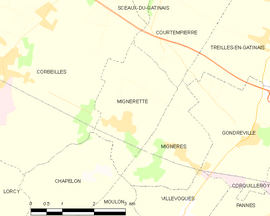 Mapa obce Mignerette