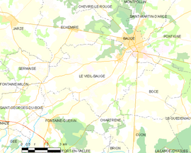 Mapa obce Le Vieil-Baugé