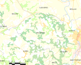 Mapa obce Malguénac