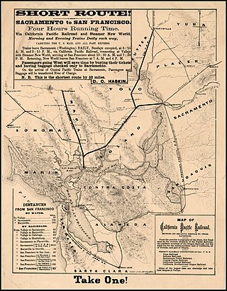 <span class="mw-page-title-main">California Pacific Railroad</span> Defunct railroad from Vallejo to Sacramento and branches in Northern California, 1865-1876