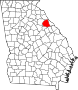 Harta statului Georgia indicând comitatul Wilkes