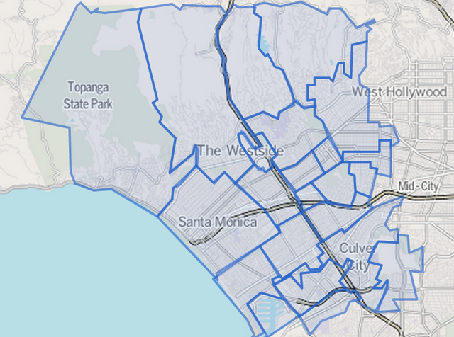 The Westside.Map bi the Los Angeles Times