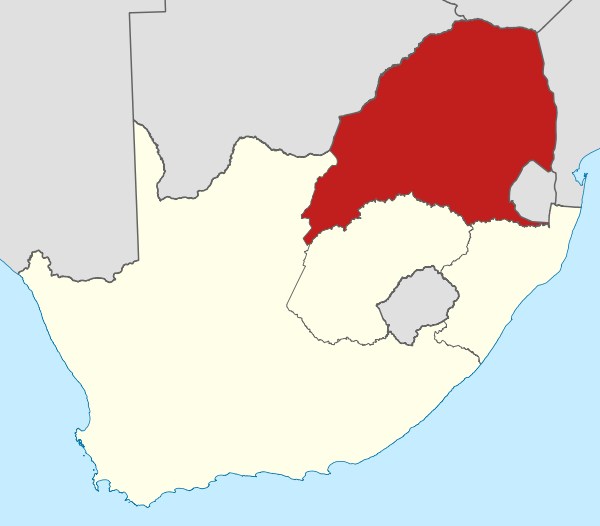 Map of the provinces of South Africa 1976-1994 with the Transvaal highlighted.svg