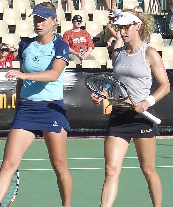 Ehritt-Vanc (right) with doubles partner Maret Ani