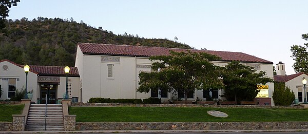 Historic Spanish Colonial Revival style Mariposa County High School, built in 1914.