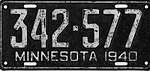 Minnesota 1940 license plate - Number 342-577.jpg
