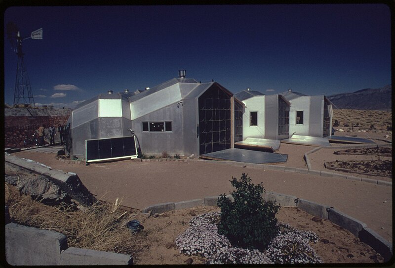 File:Modular solar-heated house built near Corrales, New Mexico, features interconnected units of aluminum with a urethane inner core as insulation..., 04-1974 (7065970115).jpg