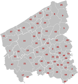 Municipalities West-Flanders Belgium Map - Number.svg